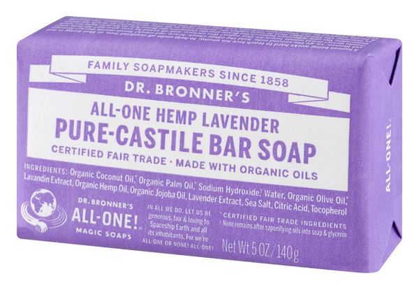 Dr. Bronner's Magic Soaps Pure Castile Bar Soap Hemp Lavender Organic - 5  oz bar