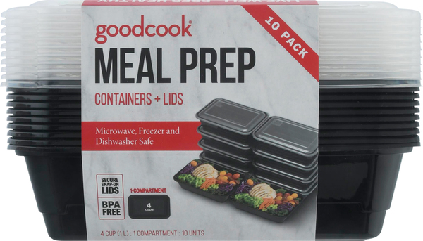Goodcook Meal Prep 10 Pack Containers + Lids 10 Ea