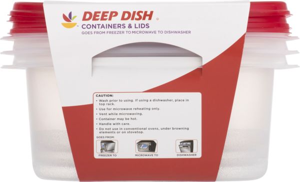 Giant Deep Dish Containers & Lids 8 Cup - 3 ct pkg