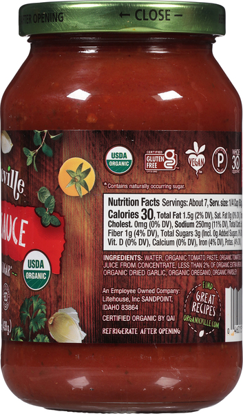 Organicville Pizza Sauce 15.5 oz