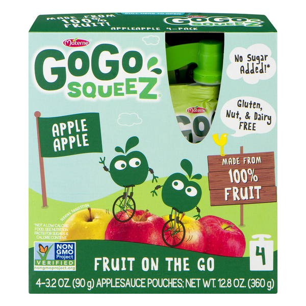 GoGo squeeZ Fruit on the Go Applesauce Pouches Apple Apple - 4 ct