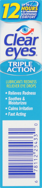 Clear Eyes Triple Action Lubricant Redness Reliever Eye Drops - 0.5 Oz 