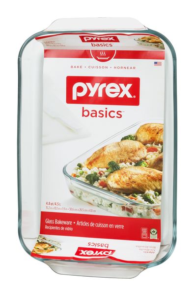 Pyrex Bakeware 4.8 Quart Oblong Baking Dish, Clear