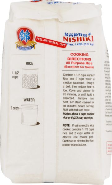 Arroz para Sushi, Nishiki Premium Grade Rice, 5 lb