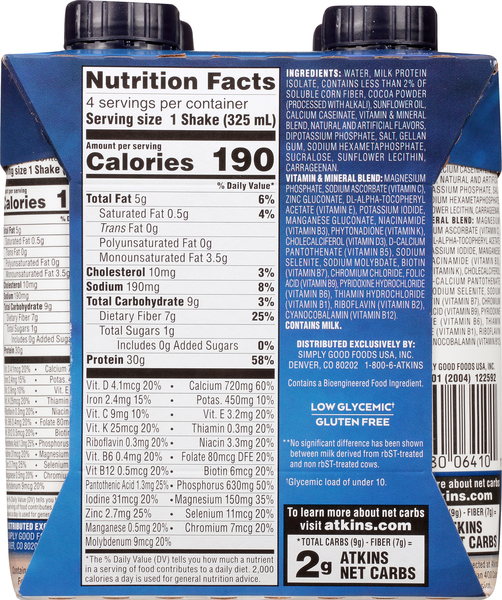 Atkins shakes nutrition label