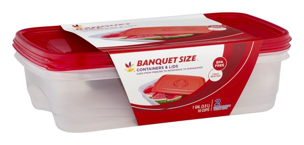 Save on Our Brand Banquet Size Containers & Lids 1 Gallon Order