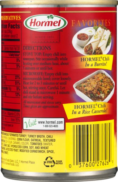 Hormel Chili Turkey No Beans 98 Fat