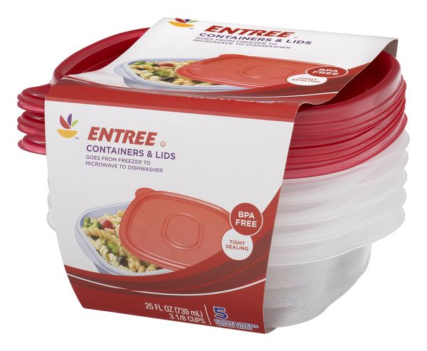 Giant Soup & Salad Containers & Lids 3 Cup - 5 ct pkg