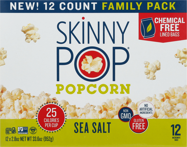 Save on SkinnyPop Popcorn Sea Salt Microwave Bags Family Pack - 12 ct Order  Online Delivery