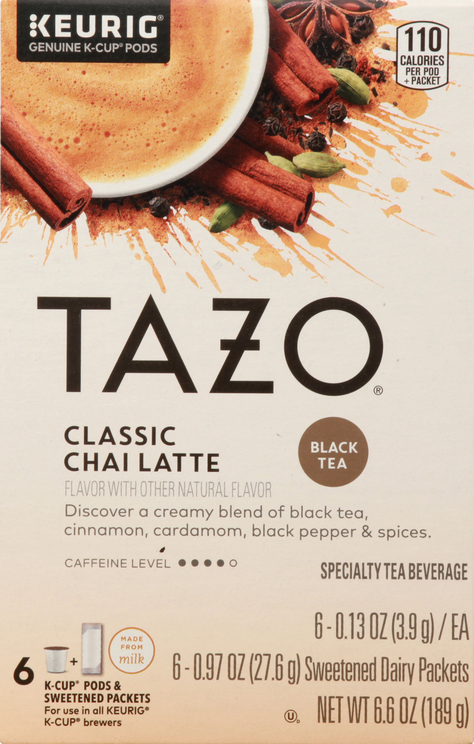 tazo chai latte k cups nutrition