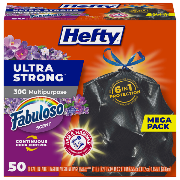 Hefty Ultra Strong Fabuloso Tall Kitchen 13 Gallon Drawstring Trash Bags -  Shop Trash Bags at H-E-B