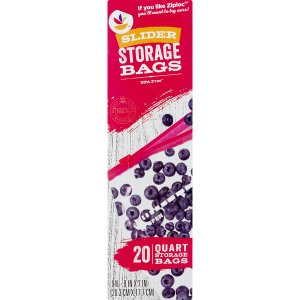 Slider Storage Bags, 20-Ct., Qt. Size