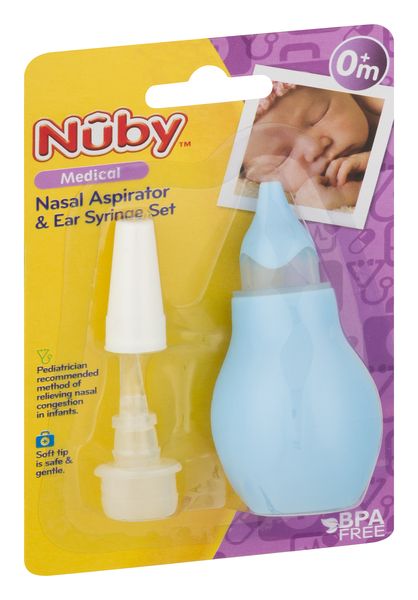 Nuby Baby Nasal Aspirator Suction Nose Decongestion Immediate Relief BPA  Free