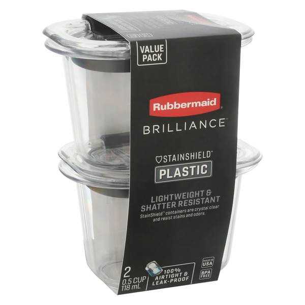 Rubbermaid Brilliance Food Storage Container, Mini, 0.5 Cup, Clear, 8-Pack  