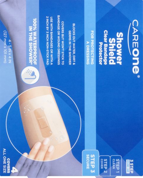 CareOne Shower Shield Clear Bandage Protector - 4 ea pkg