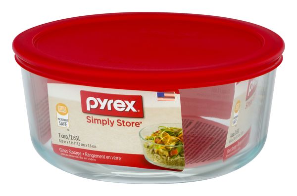 Save on Pyrex Glass Storage Container Round with Red Lid Order