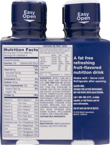 Ensure Clear Nutrition Drink, Fat Free, Blueberry Pomegranate, 10