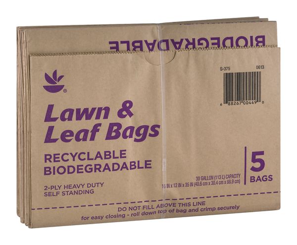 Giant Lawn & Leaf Recyclable 2-Ply Heavy Duty Bags 30 Gallon - 5 ct pkg