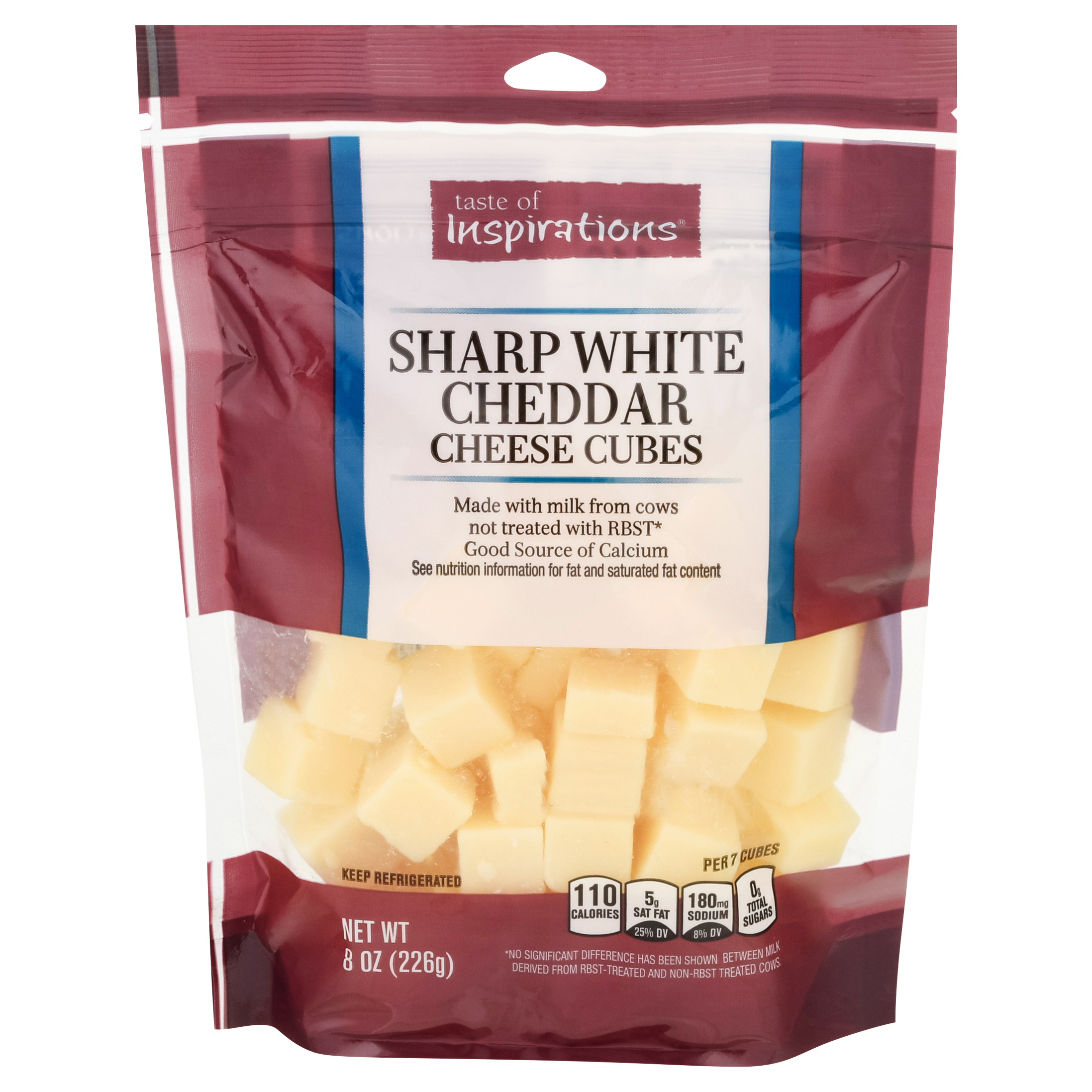 Taste of Inspirations Cheddar Cheese Sharp White Cubes - 8 oz pkg