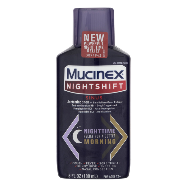 Mucinex Nightshift Sinus Relief Liquid - 6 oz btl | Food Lion