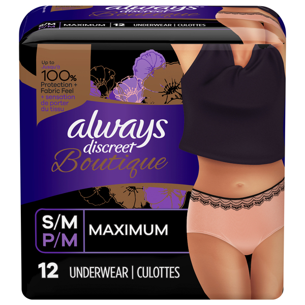 Always Women's Discreet Boutique Incontinence Underwear Maximum S/M - 12 ct  pkg