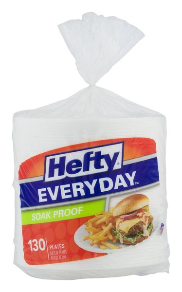 Hefty 130-Pack White Eps Foam Leak Proof Disposable Plates at