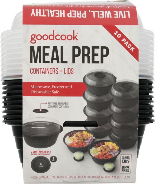 Good Cook Meal Prep Containers & Lids - 10 ct pkg