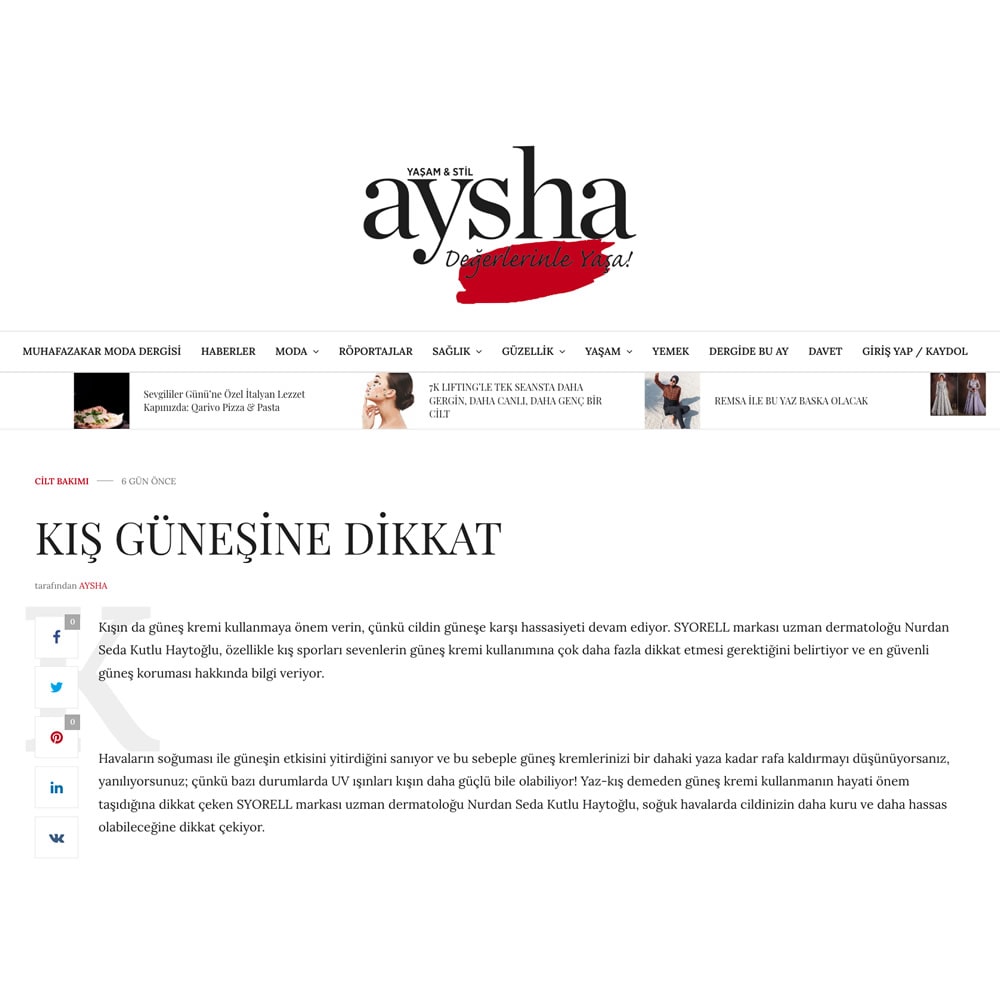 Aysha Syorell Basın Haberi