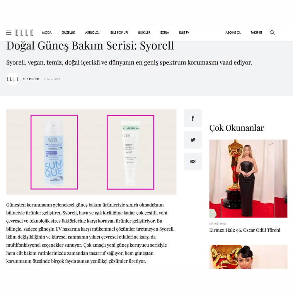 Elle - Doğal Güneş Bakım Serisi Syorell