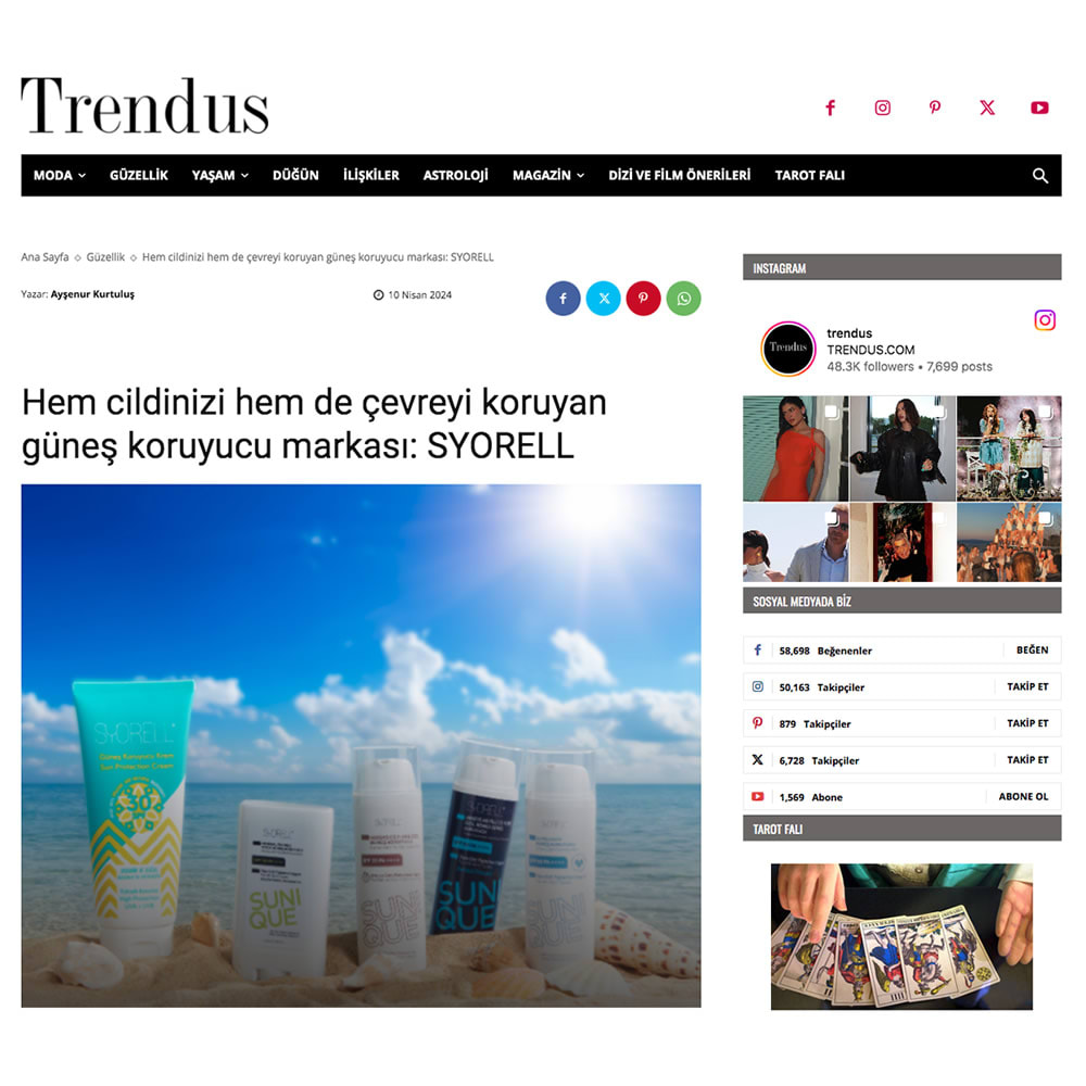 Hem cildinizi hem de çevreyi koruyan güneş koruyucu markası: SYORELL