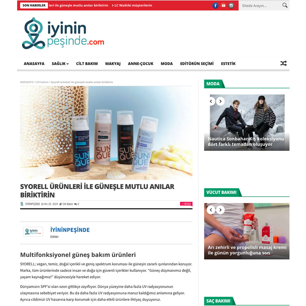 Syorell Ürünleri ile Güneşle Mutlu Anılar Biriktirin