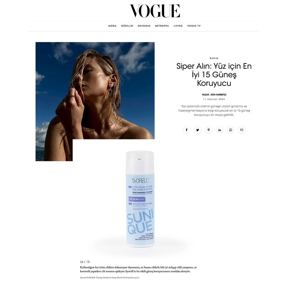 Vogue - Yüz İçin En İyi 15 Güneş Koruyucu