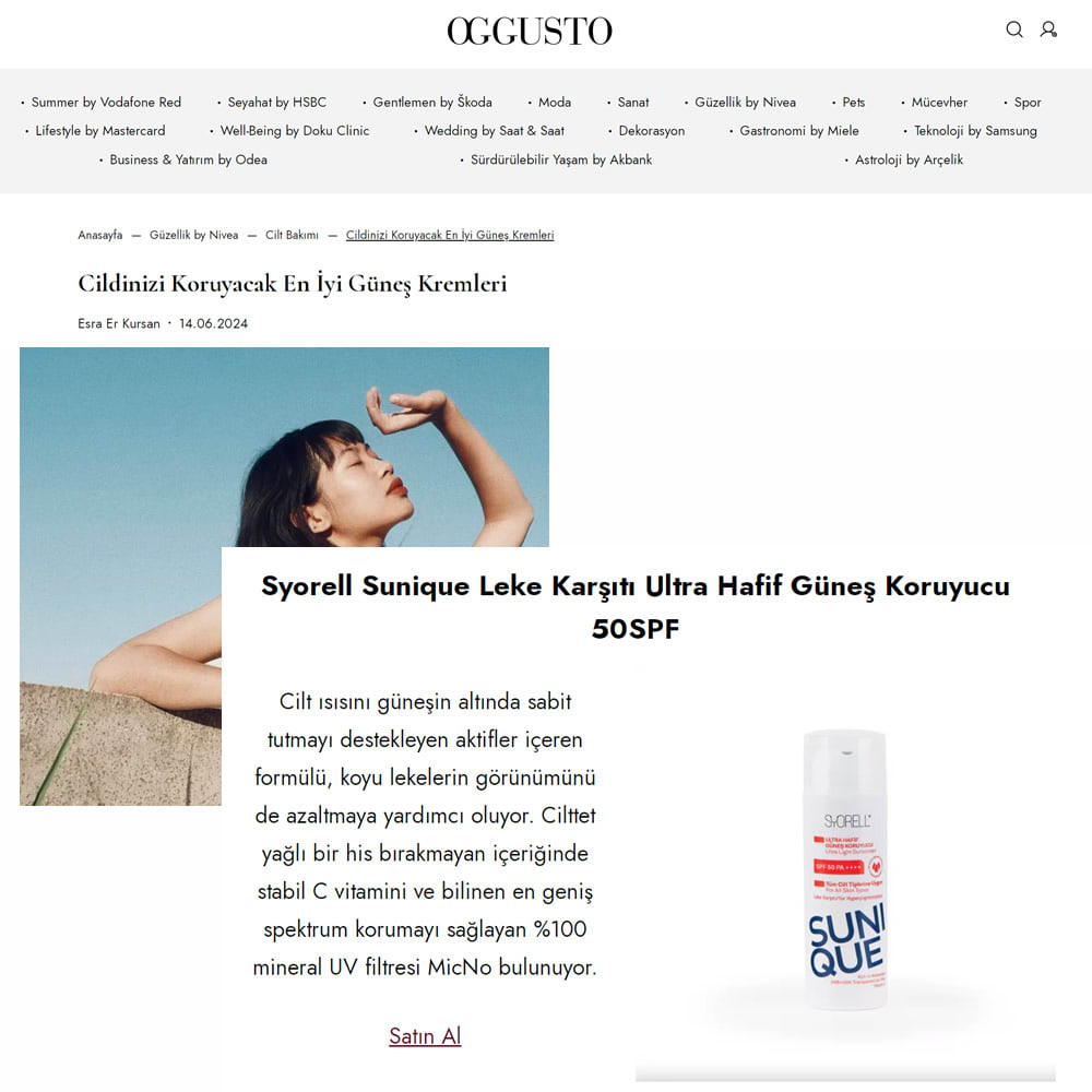 Oggusto - Cildinizi Koruyacak En İyi Güneş Kremleri