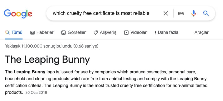 Google Cruelty Free Sonuçları