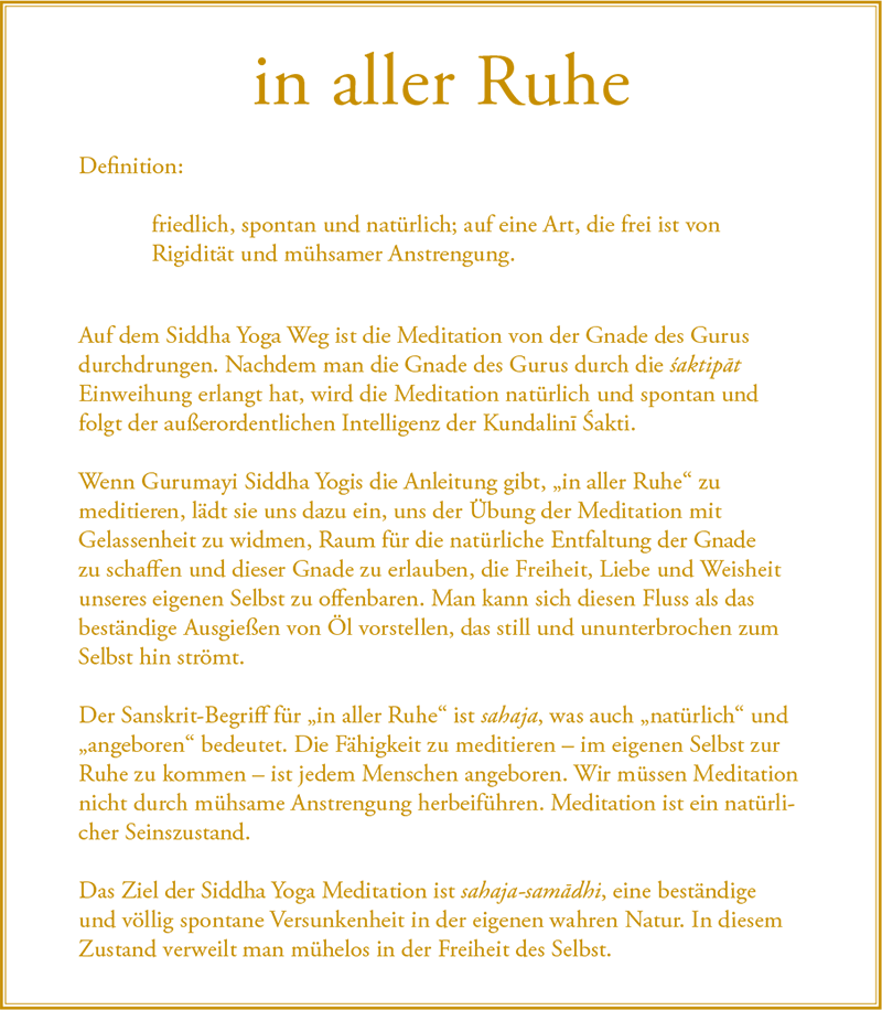 Gurumayi's Message for 2015: Easefully - German