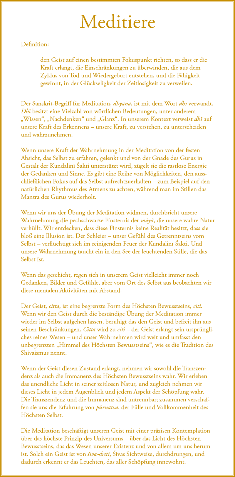 Gurumayi's Message for 2015: Meditate - German