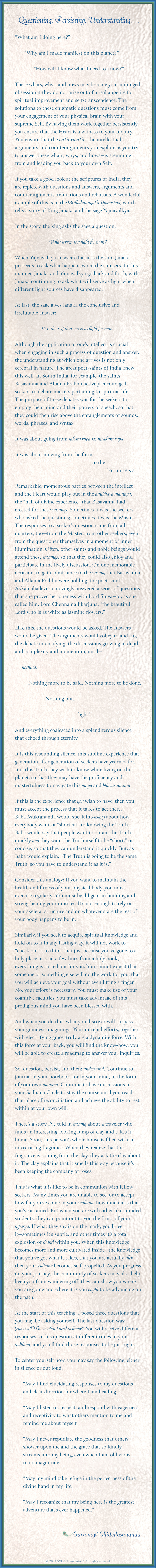 Questioning, Persisting, Understanding...