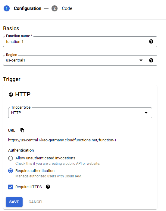 cloud function setup