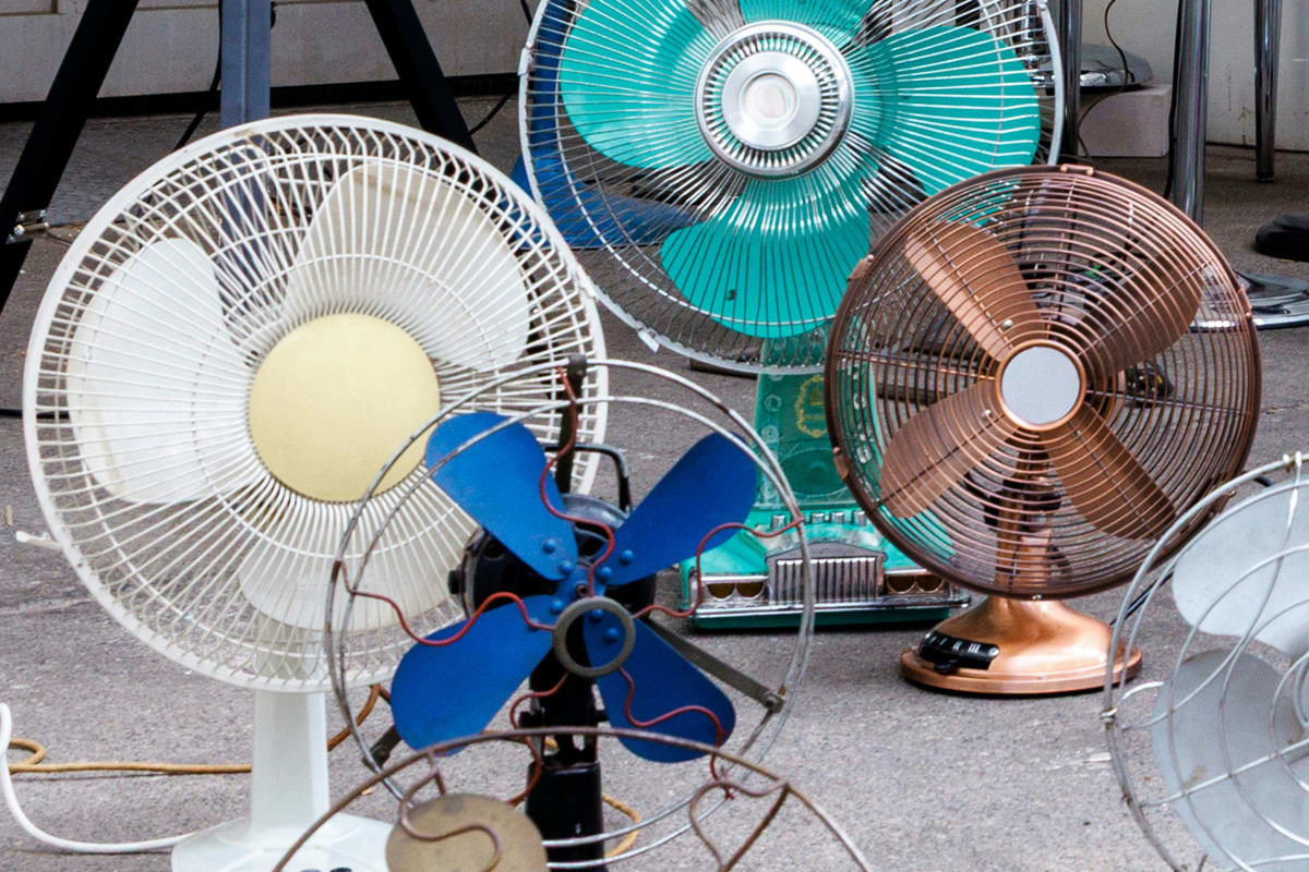 Group of colorful fans of different sizes