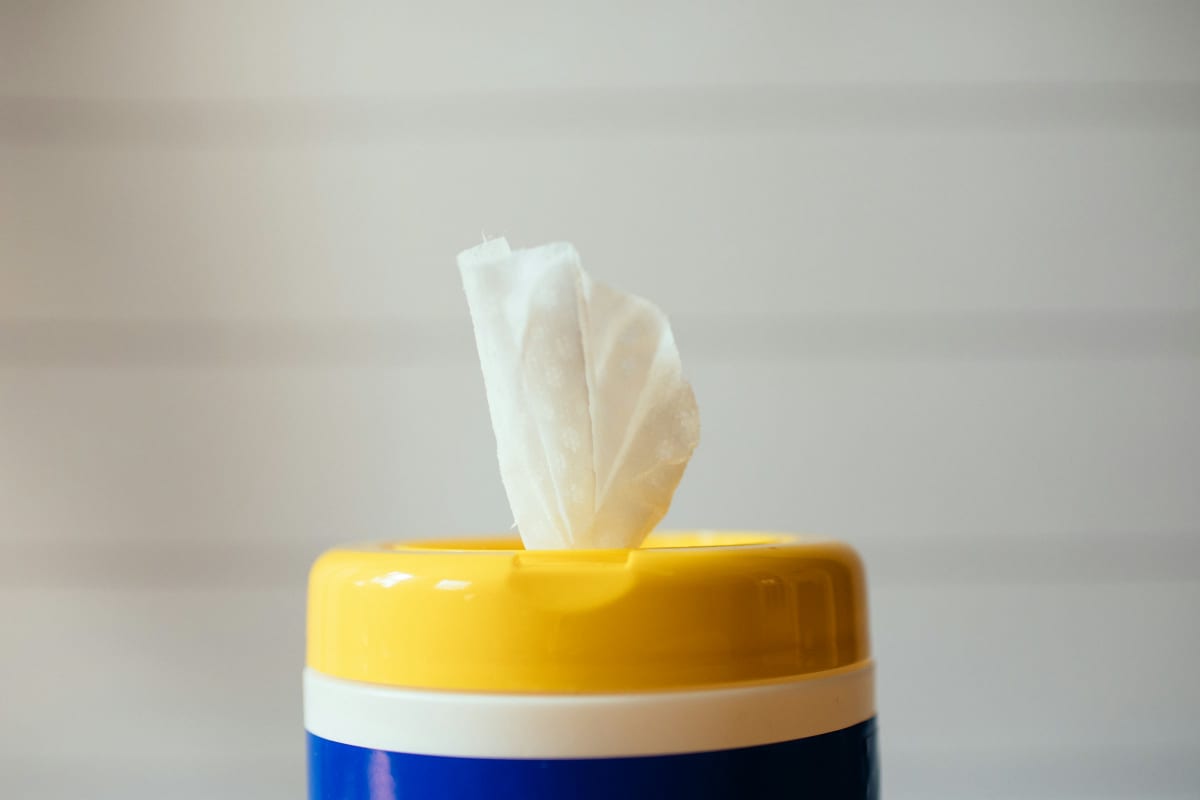 Canister of disinfecting wipes