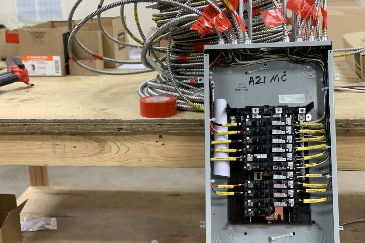 Breaker panel wired and ready for installation