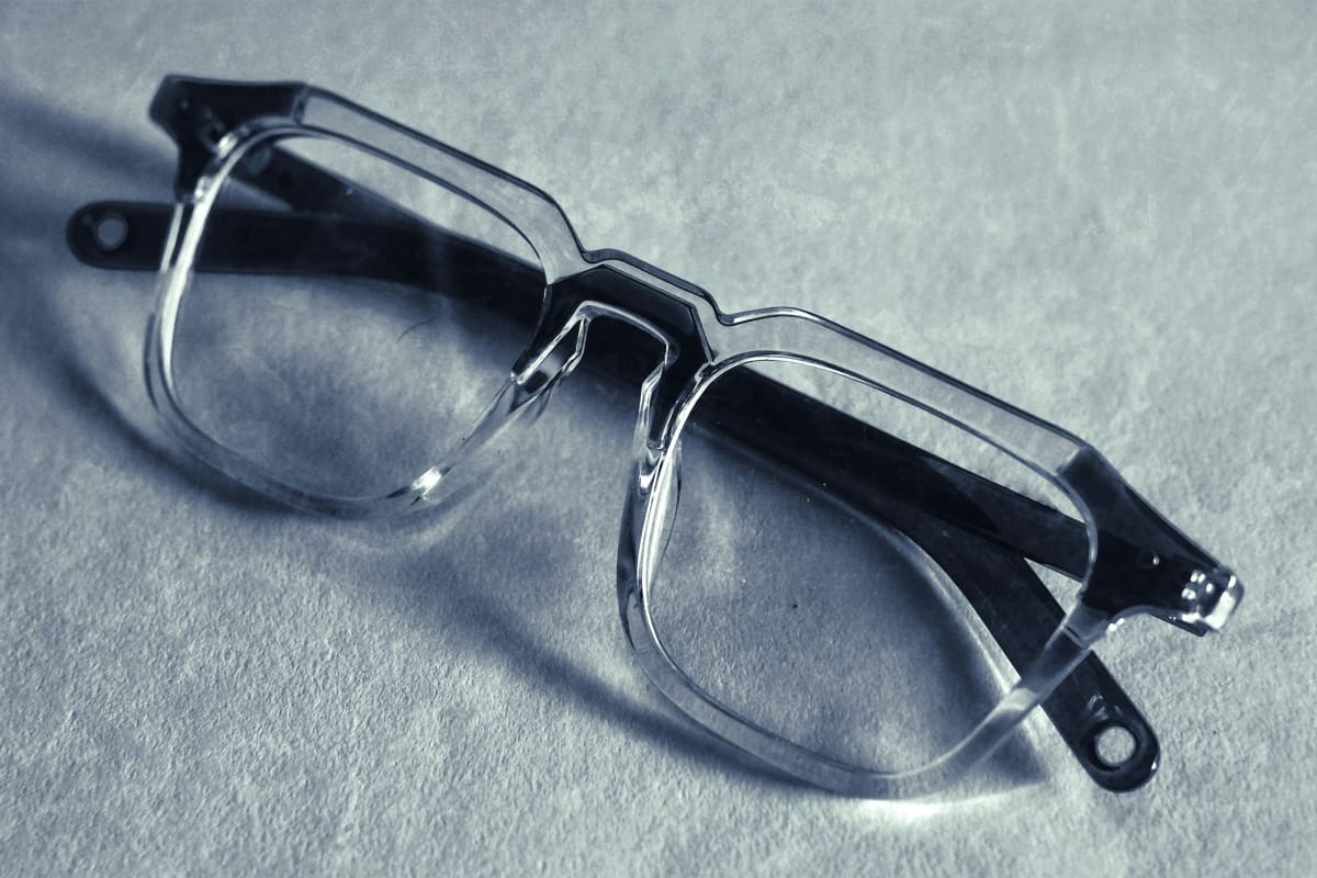 Clear safety glasses on a table