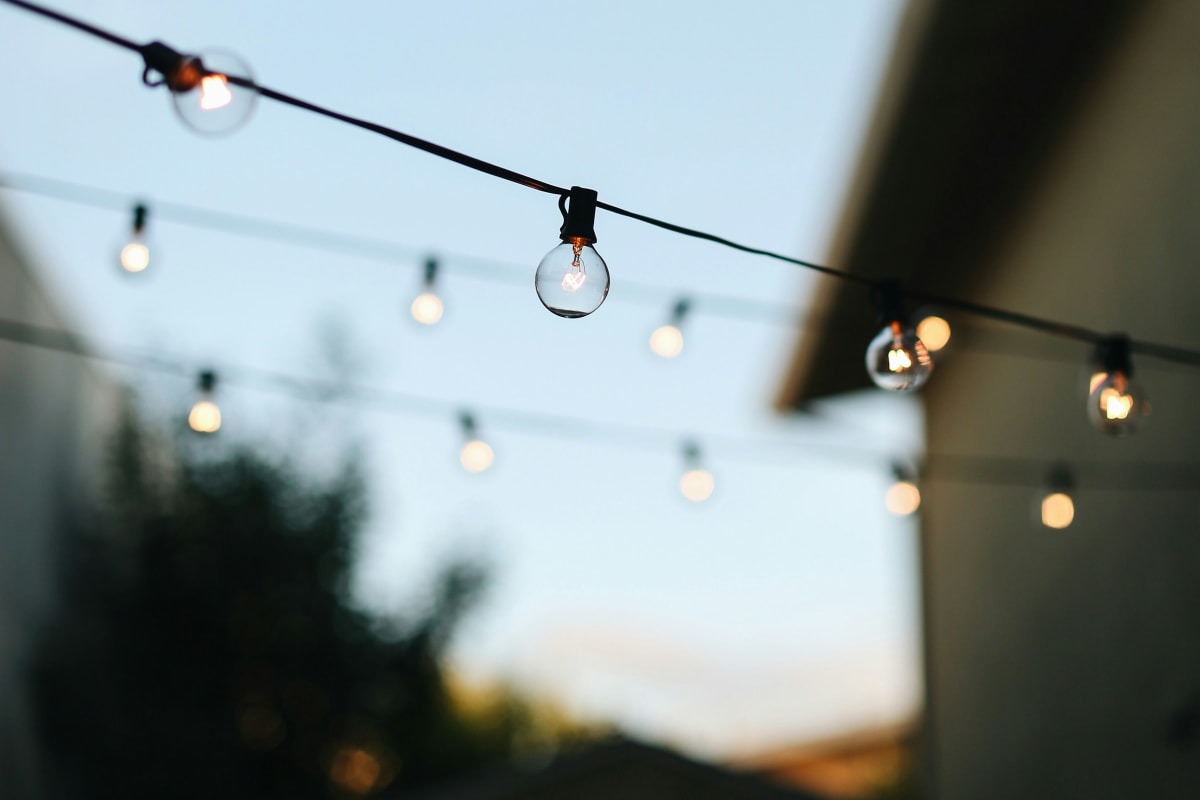 String lights over a patio