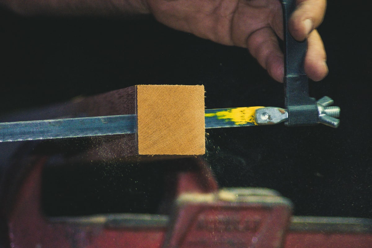 Shaping a block with an abrasive file