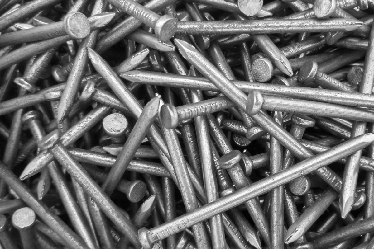 Close-up of a pile of nails