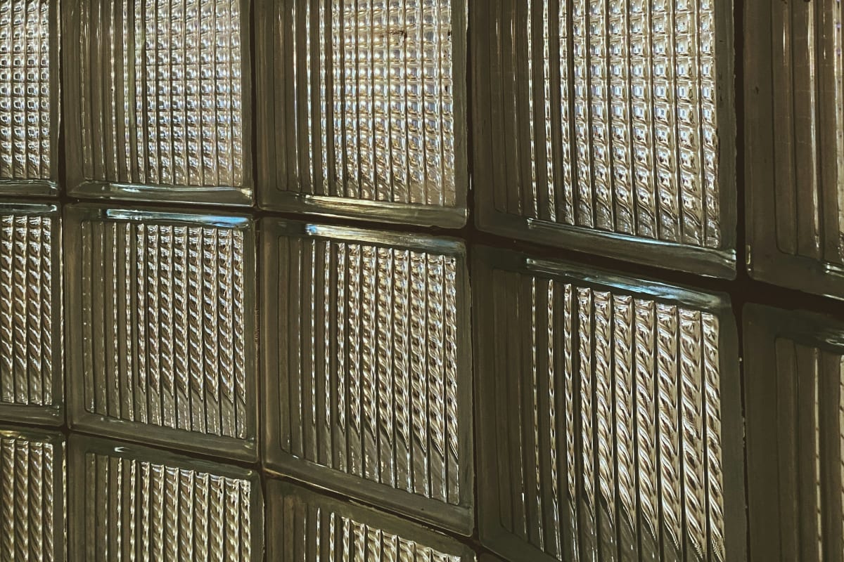 Wall of glass block letting in light