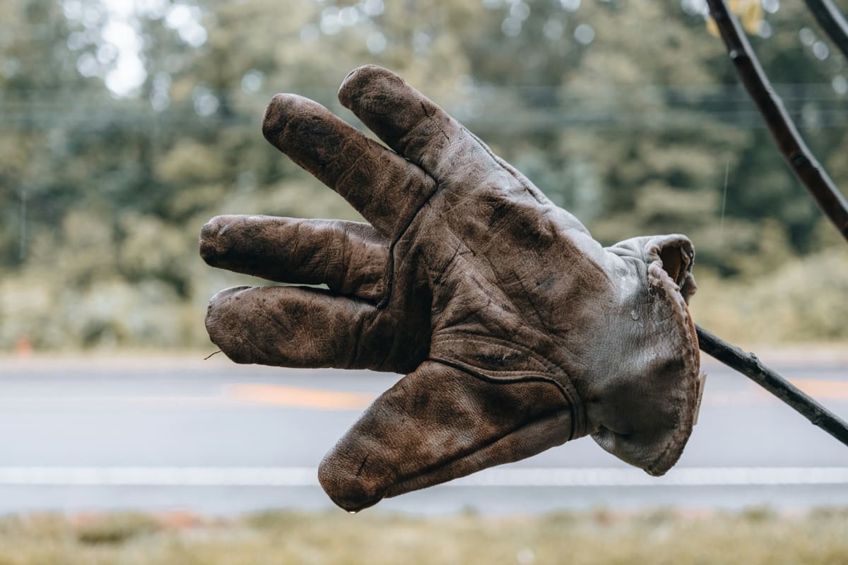 Brown leather work glove