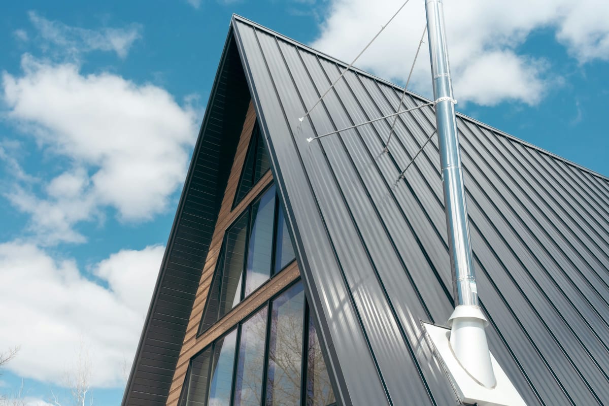 Metal roof and siding on a gable
