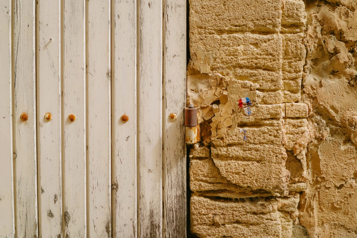 Hinge on a wood door
