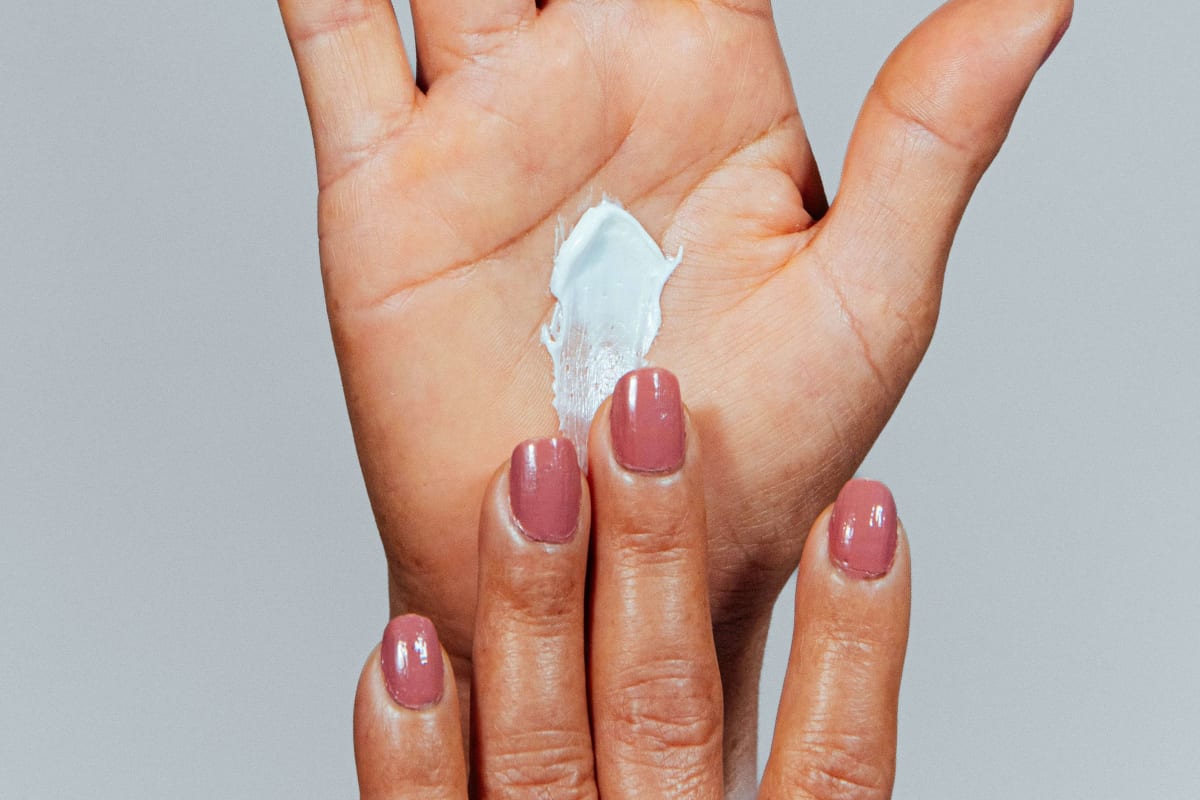 Hand cream on an open palm
